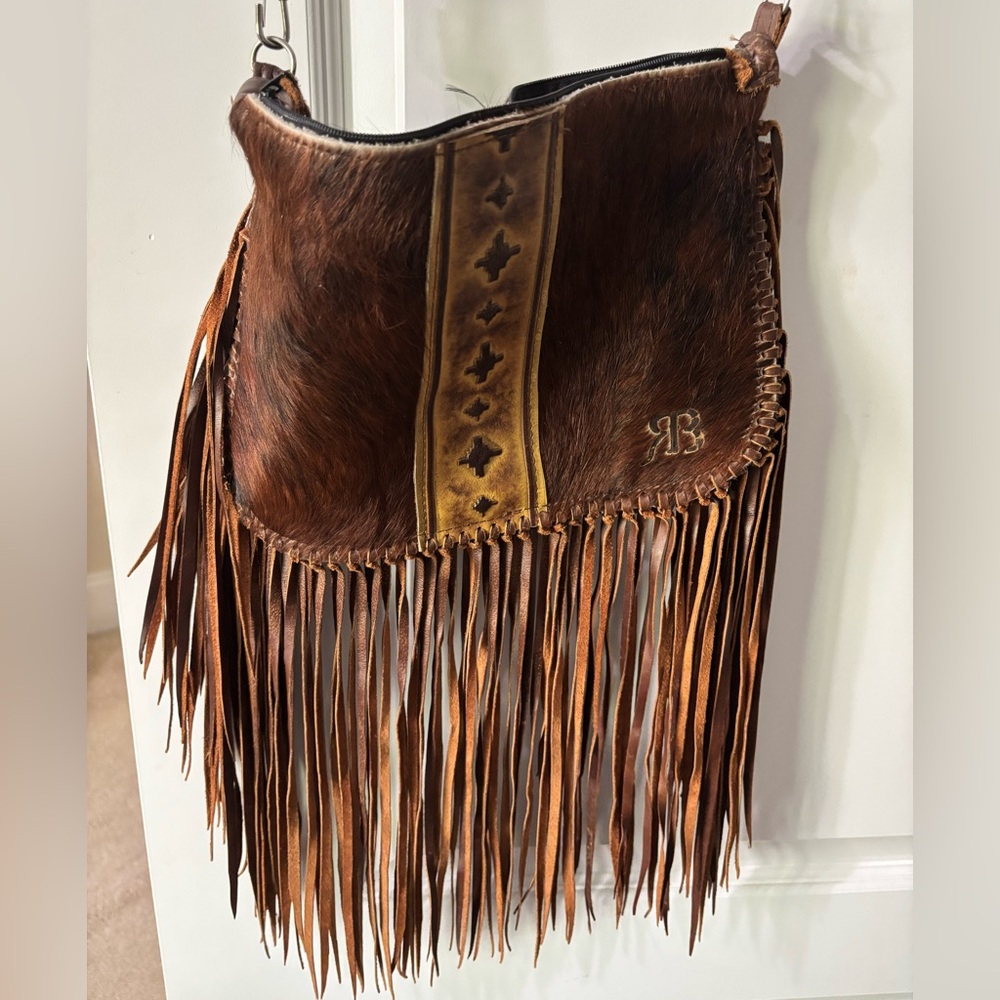 Brown Fringed Leather Bag